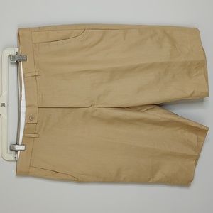 Stacy Adams Linen Shorts Khaki Tan Sz 36
